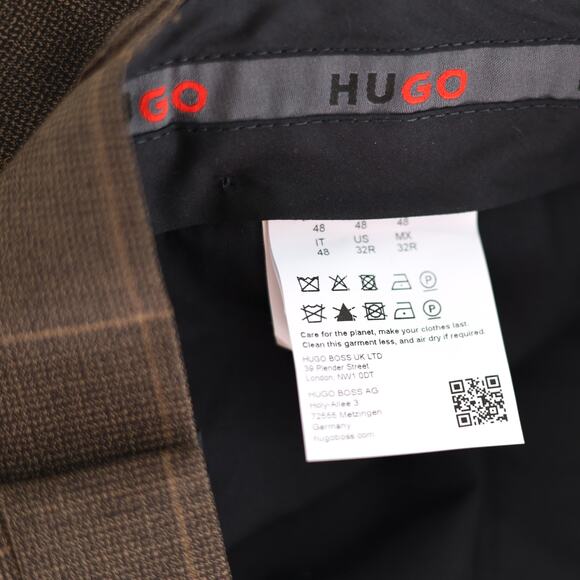 Hugo Boss Men's Brown Plaid Wool Blend Tom Modern-Fit Dress Pants Size 32R - Picture 9 of 9